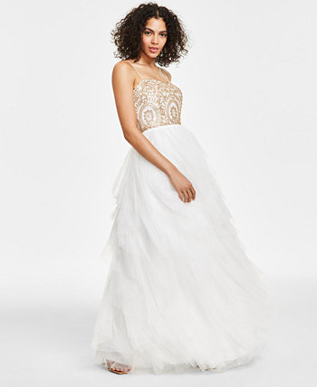 Juniors' Embellished Strapless Cascade Gown, Created for Macy's Say Yes to the Prom