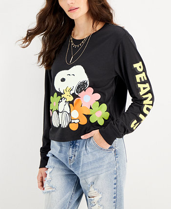 Juniors' Snoopy Retro Flowers Long-Sleeve T-Shirt Love Tribe