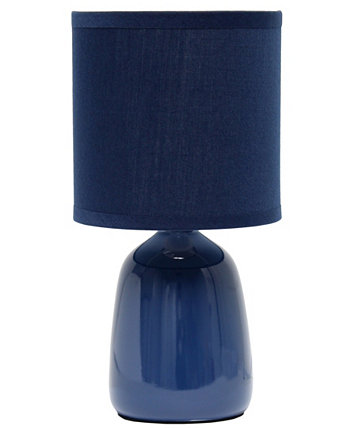 10.04" Tall Traditional Ceramic Thimble Base Bedside Table Desk Lamp with Matching Fabric Shade Simple Designs