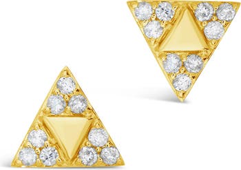 Треугольные серьги-гвоздики из 14-каратного золота с бриллиантами паве — 0,02 карата STERLING FOREVER FINE