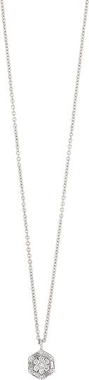 Ожерелье с шестигранной подвеской Gatsby из белого золота 18 карат с бриллиантами - 0,12 карата Bony Levy