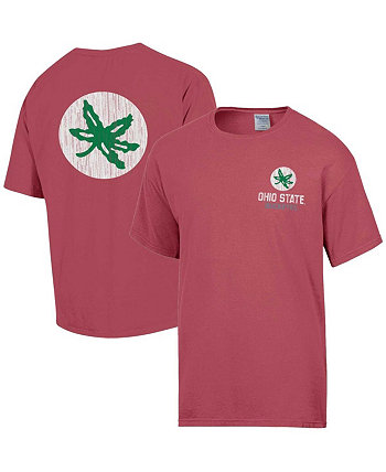 Мужская рваная футболка с винтажным логотипом штата Огайо штата Баккейз алого цвета Comfortwash