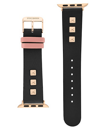Женский черный и розовый ремешок из искусственной кожи с заклепками, совместимый с Apple Watch диаметром 38/40/41 мм Steve Madden