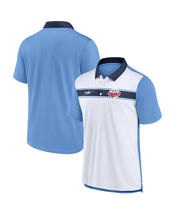 Мужская бело-голубая рубашка-поло Minnesota Twins в полоску с перемоткой назад Nike