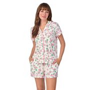 Women's Draper James 2-Piece Printed Cozy Short Sleeve Notch Collar Pajama Top & Pajama Shorts Set Draper James