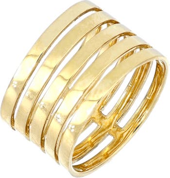 Пятирядное широкополосное кольцо из 14-каратного золота Bony Levy
