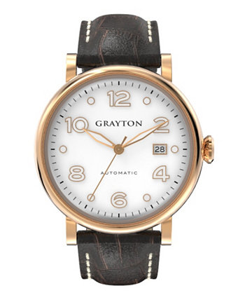 Мужская классическая коллекция коричневых часов с ремешком из кожи с тиснением под крокодила 44 мм Grayton