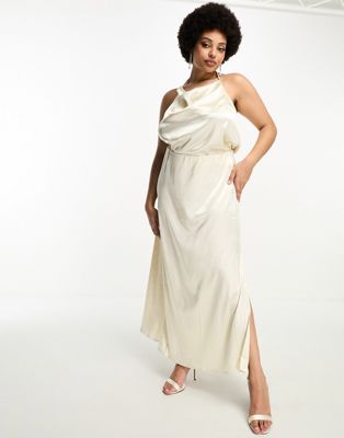 Атласная юбка миди кремового цвета Vila Curve Bridal - часть комплекта Vila