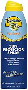 Banana Boat Dog Sunscreen Spray – SPF 50 Sun Protector Spray for Dogs, Easy to Use Dog Beach Essentials, Water Resistant Dog Safe Sunscreen for All Breeds, Nose Protector Sunblock for Dogs Puppy 5.5oz Banana Boat