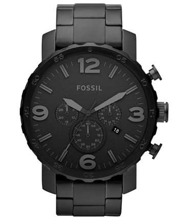 Мужские часы-хронограф Nate Black-Tone из нержавеющей стали с браслетом 50 мм JR1401 Fossil