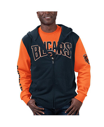 Мужской комбинированный комплект из темно-синей, оранжевой футболки Chicago Bears и толстовки с молнией во всю длину G-III Sports