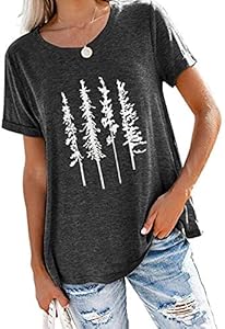 Skinny Pine Tree T-Shirt for Women Hiking Camping Shirts Tees Mountains Wanderlust Shirt Tops Susongeth