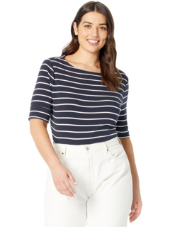 Женская Футболка LAUREN Ralph Lauren Plus Size Striped Boatneck LAUREN Ralph Lauren