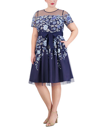 Платье из сетчатой ткани с вышивкой больших размеров Eliza J