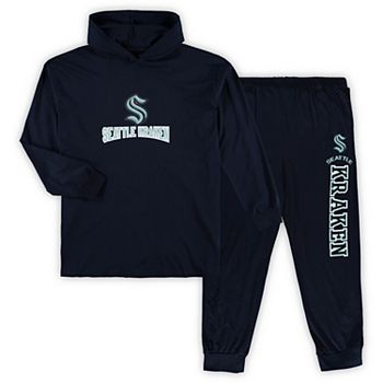 Мужская одежда Concepts Sport Deep Sea Blue Seattle Kraken Big & Tall Pullover Hoodie & Joggers Sleep Set Unbranded