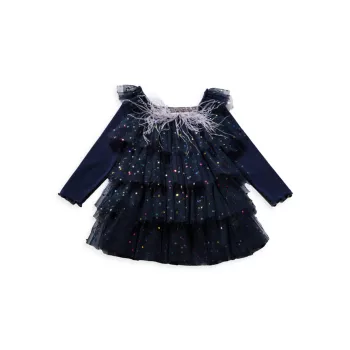 Для маленьких девочек, для маленьких девочек и усилителя; Многоярусное платье-пачка для девочек в горошек Petite Hailey