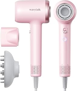 Wavytalk Hair Dryer, Wavytalk Turblow Pro Fast Drying Blow Dryer with Diffuser, High Speed Hair Dryer with 110,000 RPM, Pro Negative Ions for Less Damage, Frizz Smoothing 3 Speeds & 3 Temps, Hot Pink Wavytalk