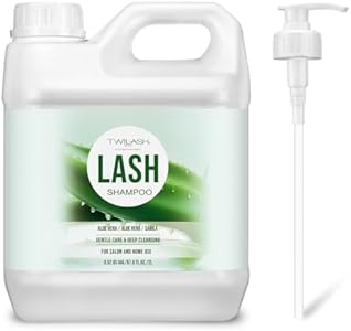 Lash Shampoo Bulk, Eyelash Cleanser for Extensions 1 Liter, Safe Makeup Remover, Non-irritating or Burning Formula Eyelid Foaming Cleanser for Professional Salon and Home Use (Aloe Vera-1L) TWILASH BY DLY