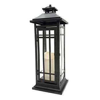 LumaBase 17" x 6" Lantern & LED Candle 2-piece Set LumaBase