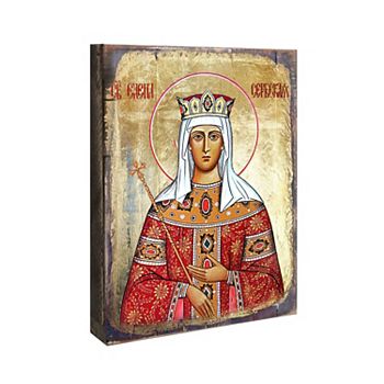 G.Debrekht Saint Elena Wooden Gold Plated Religious Orthodox Sacred Icon Inspirational Icon Décor G.DeBrekht