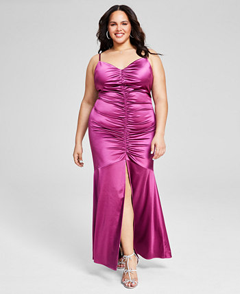 Модное атласное платье больших размеров со сборками, созданное для Macy's BCX
