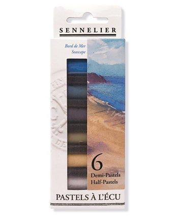 Extra Soft Seaside Half Pastel 6 Piece Stick Set, 5.91" x 1.25" Sennelier