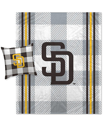 Комбинированный комплект одеяла и подушек Pegasus San Diego Padres серого цвета в клетку Pegasus Home Fashions