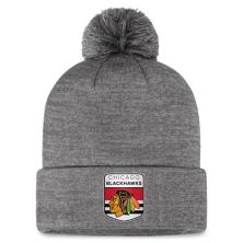 Men's Fanatics Branded  Gray Chicago Blackhawks Authentic Pro Home Ice Cuffed Knit Hat with Pom Fanatics
