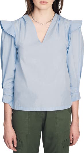 Блуза Oona с V-образным вырезом и оборками DEREK LAM 10 CROSBY