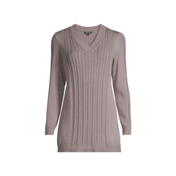 V-Neck Cable-Knit Tunic Top Misook