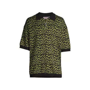 Leopard Jacquard Polo Shirt Bluemarble