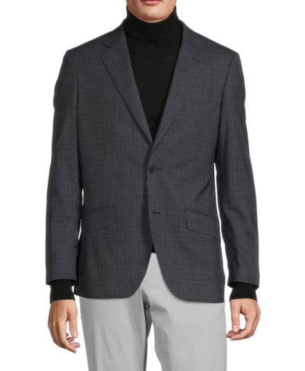 Шерстяное спортивное пальто Slim Fit с перекрестной штриховкой DOUGLAS & GRAHAME