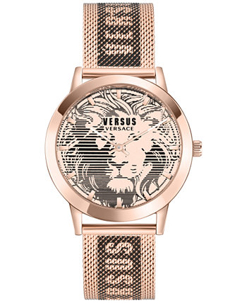 Мужские часы Barbes Domus с двухцветным сетчатым браслетом из нержавеющей стали 40 мм Versus Versace