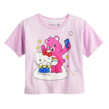 Girls 8-20 Care Bears x Hello Kitty Cheer Bear Selfie Boxy Cropped Graphic Tee Hello Kitty