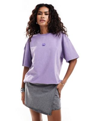 Фиолетовая oversized футболка Urban Revivo с круглым вырезом и короткими рукавами Urban Revivo