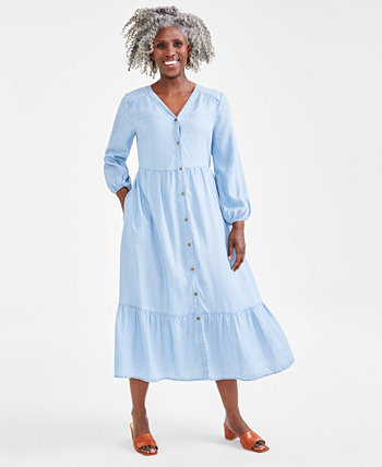 Женское многоярусное платье миди из шамбре, созданное для Macy's Style & Co
