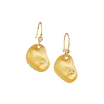 Organic Disc 14K Goldplated Lucite & Cubic Zirconia Small Drop Earrings Alexis Bittar