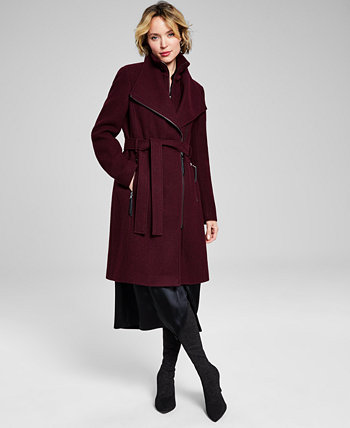 Женское пальто с запахом из смесовой шерсти с поясом, созданное для Macy's Calvin Klein