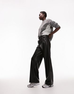 Черные брюки строгого кроя из искусственной кожи Topshop Tall Topshop Tall