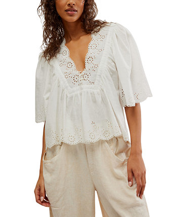 Women's Costa Eyelet Embroidered Cotton Top Free People
