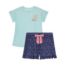 Пижамные шорты Sleep On It для девочек, комплект из 2 предметов с цветочным принтом единорога, комплект для сна Sleep On It