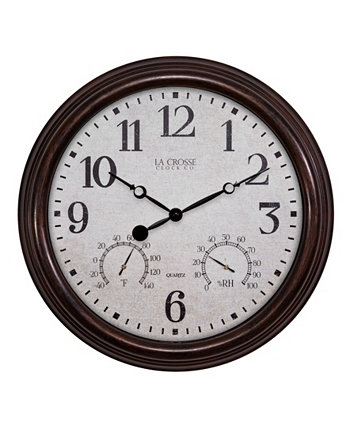 Часы La Crosse 15 "Настенные часы для дома и улицы с указанием температуры и влажности. La Crosse Technology