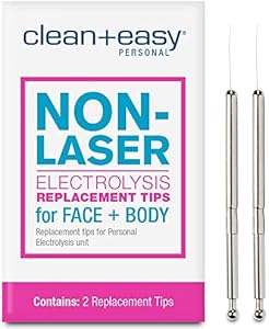 Clean + Easy Non-Laser Personal Electrolysis Device - Permanent Hair Removal for Face and Body, Battery Operated, Painless and Convenient Home Treatment Clean + Easy