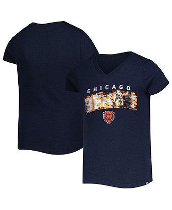 Темно-синяя футболка с v-образным вырезом и надписью Big Girls Chicago Bears New Era
