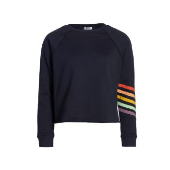 Rainbow Stripe Cotton Crop Sweater Worthy Threads