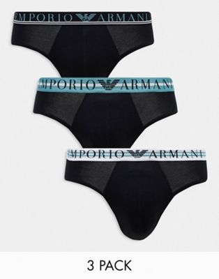Черные трусы из трех трусов Emporio Armani Bodywear с яркими поясами Emporio Armani