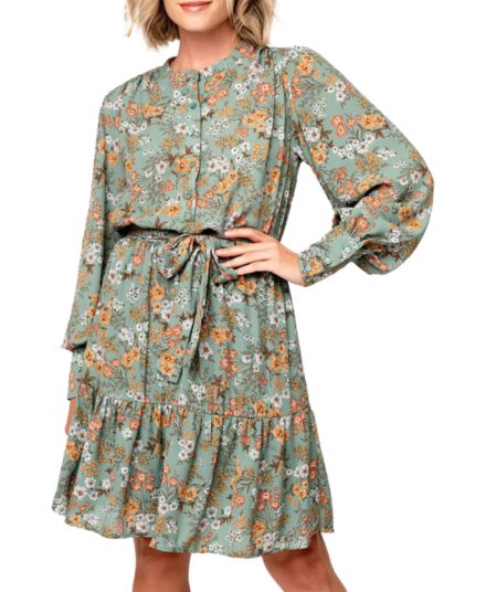 Блузонное платье с поясом и цветочным принтом Gibsonlook