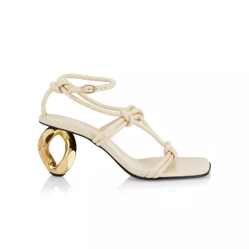 Chain-Heel Leather Strappy Sandals JW Anderson