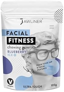 Jawliner Fitness Chewing Gum (2 Months Pack) Jawline Gum- Sugar Free Blueberry Gum- Jawline Exerciser For Mewing And Shapen The Jaw- 15x Harder Than Regular Gum Jawliner