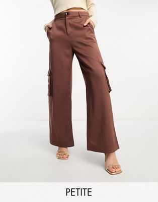 Шоколадно-коричневые широкие брюки карго Urban Threads Petite Urban Threads